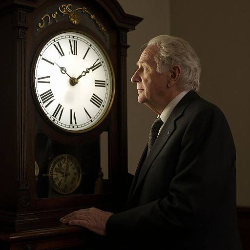 Elderly Man with Vintage Clock
