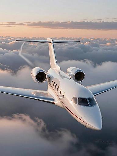 Business Jet Cruising Above Cloud Blanket