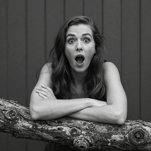 Surprised Woman by Gnarled Tree