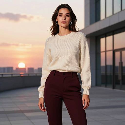 Confident Woman in Stylish Sunset