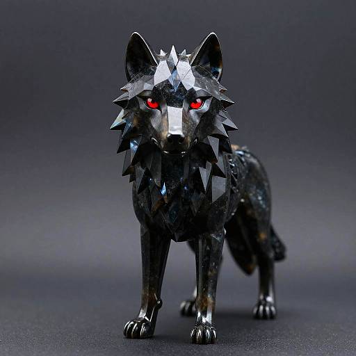 Polished Obsidian Wolf Portrait