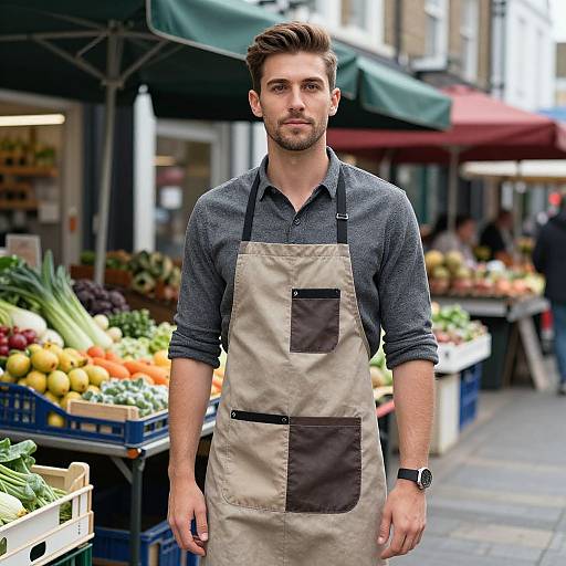 Confident Man in Vibrant Street Market