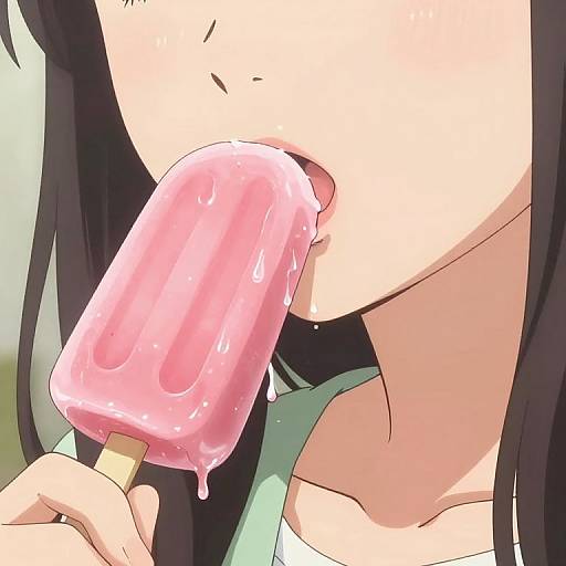 Happy Mom Enjoying Melting Popsicle