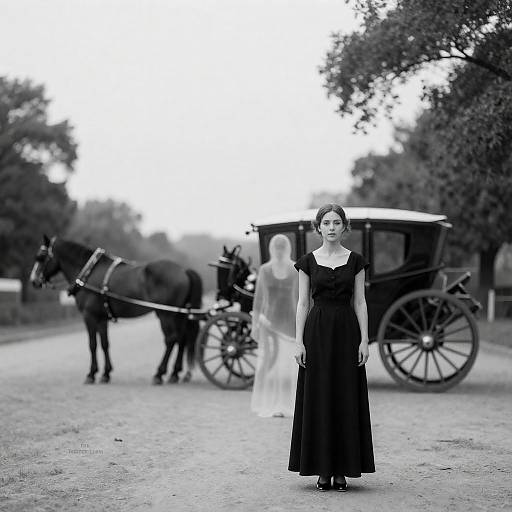 Mysterious Woman in Black Dress