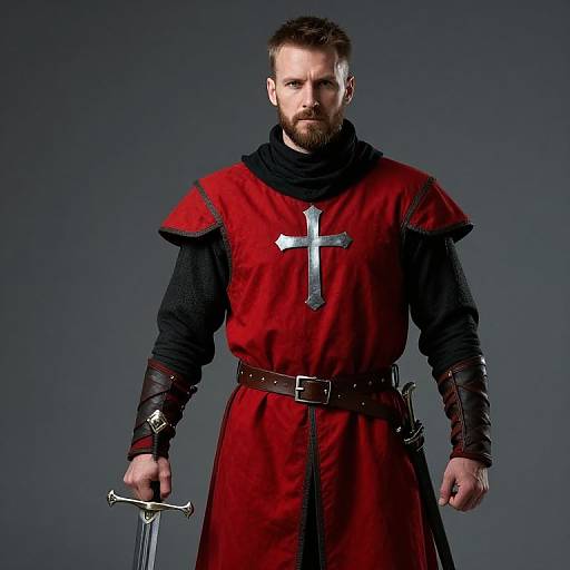 Medieval Knight in Red and Black