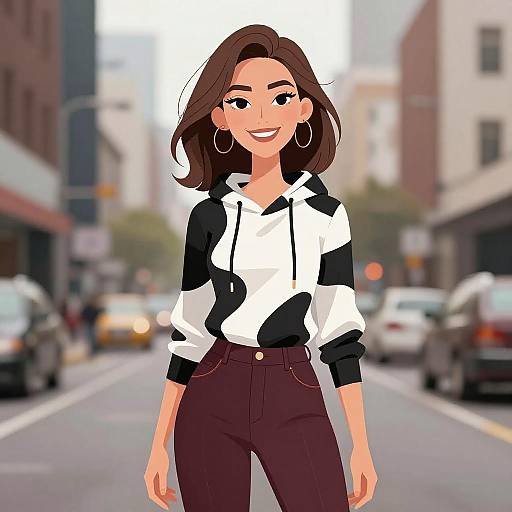 Smiling Woman in Urban Fashion