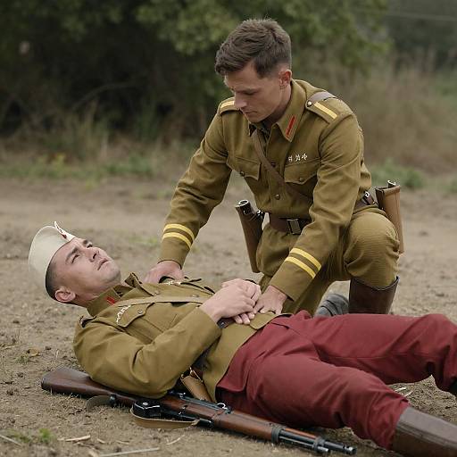 Soldiers in WWII Uniforms in Field