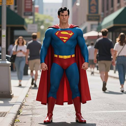 Superman Standing on City Street