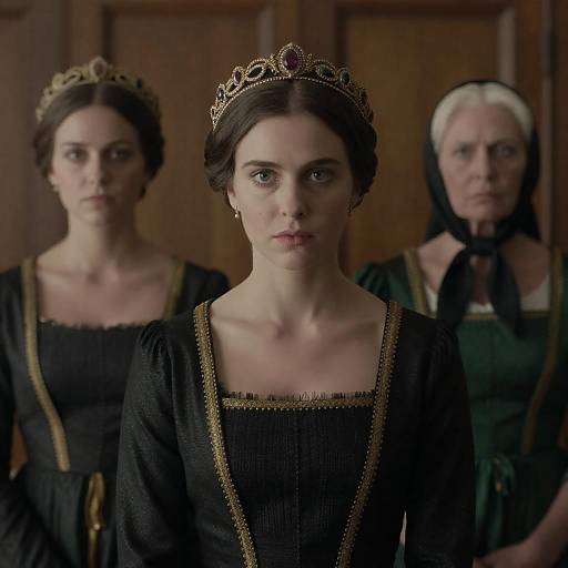 Historical Film Scene with Dramatic Characters