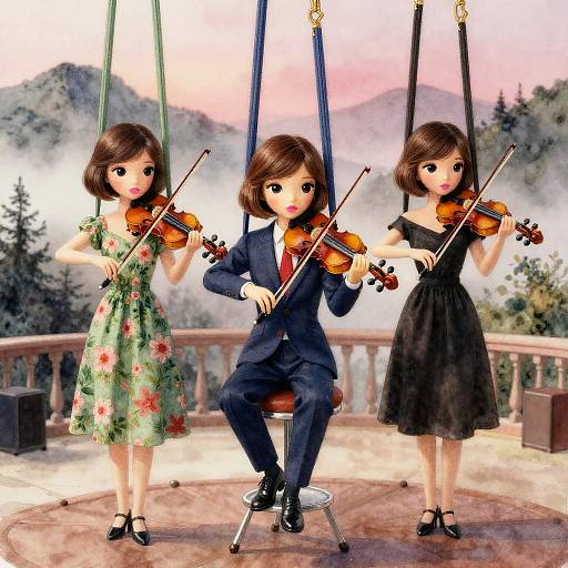 Synthetic Aerial Violinists at Dusk