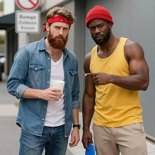 Dynamic Street Scene with Two Men