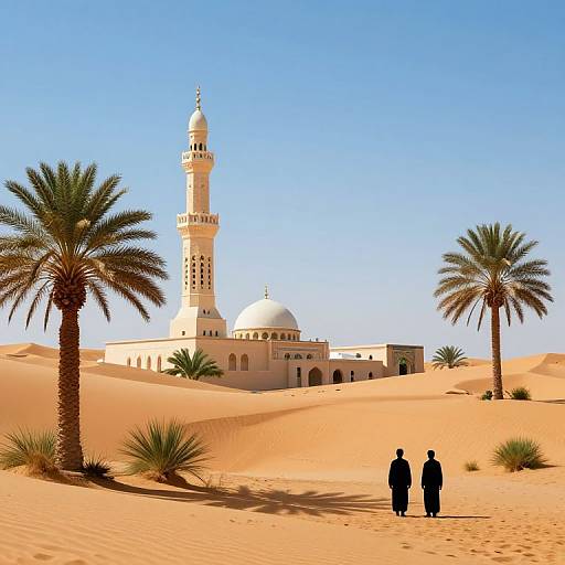 AI-Enhanced Desert Oasis with Minaret