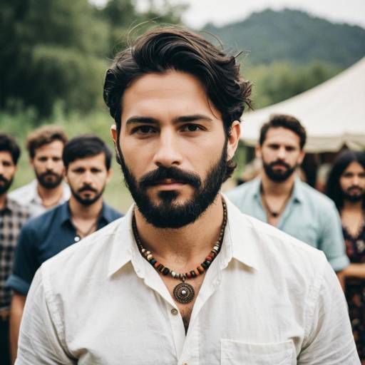Man in White Shirt with Beaded Necklace Outdoors