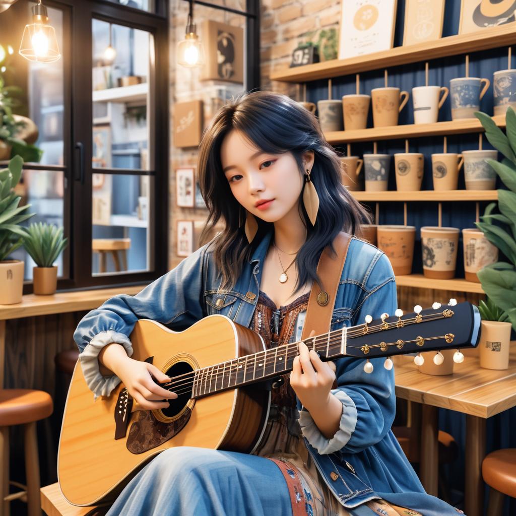 Bohemian Singer-Songwriter in Coffee Shop