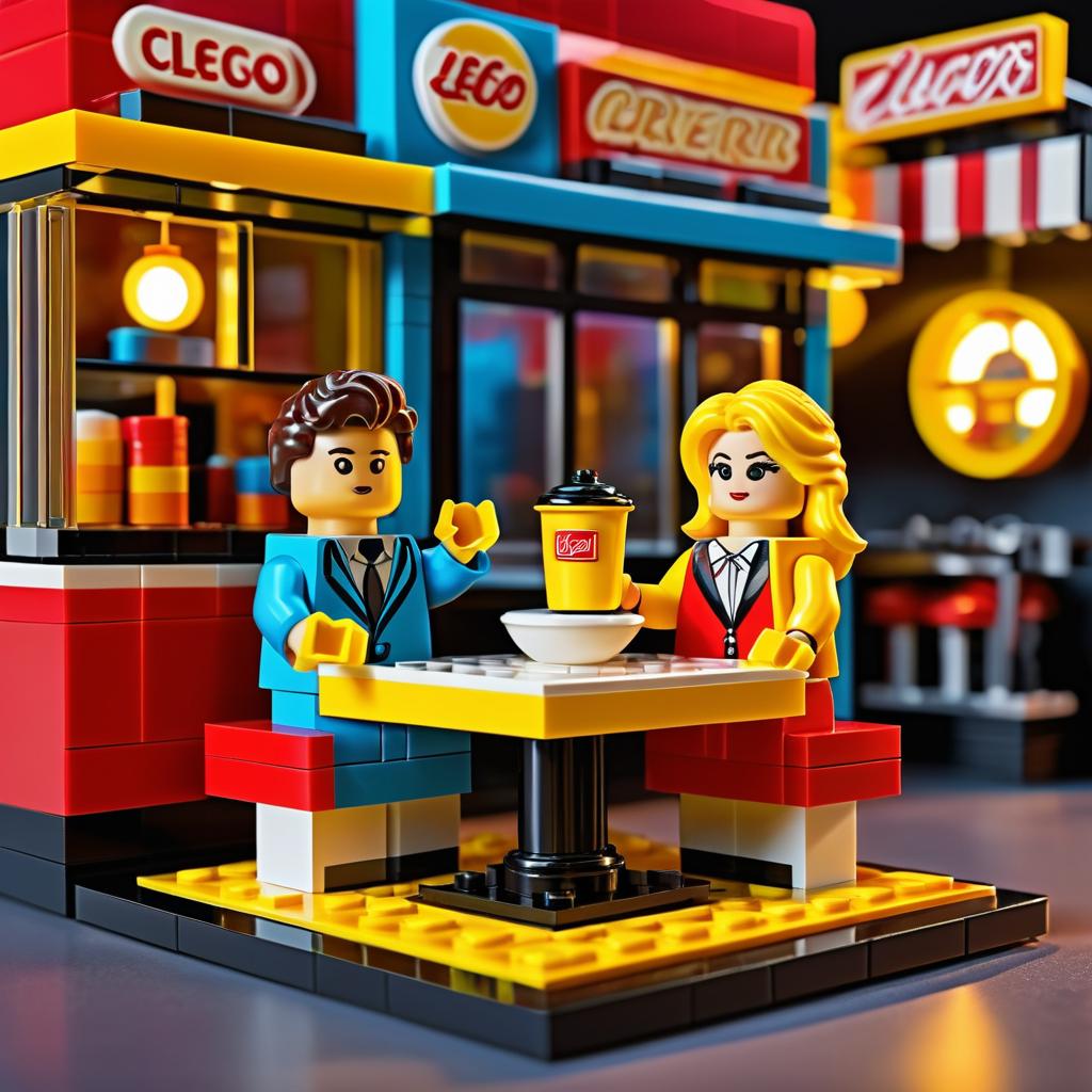 Lego Figurines in Vintage Diner Setting