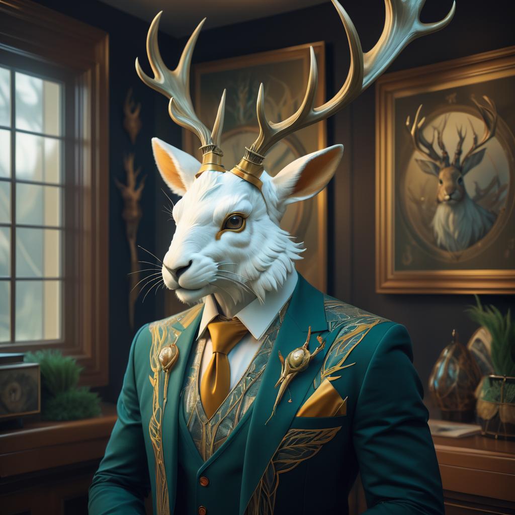 Elegant Retro Portrait of a Jackalope