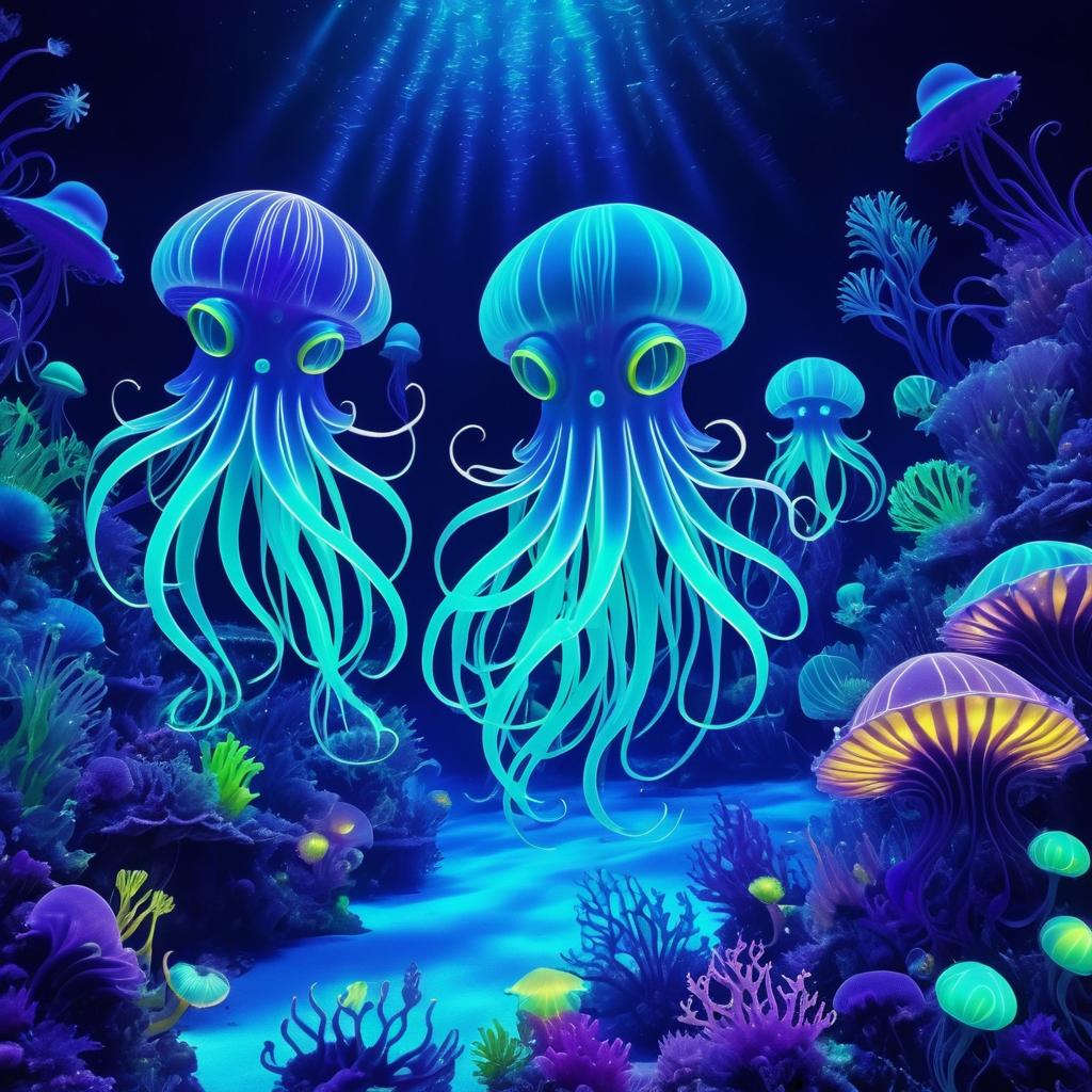 Whimsical Underwater Rave with Octopuses