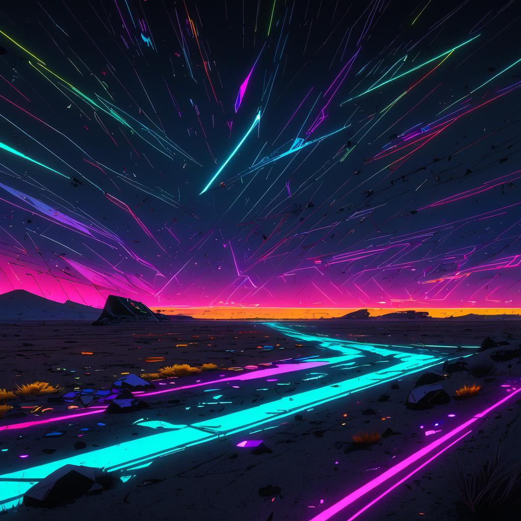 Futuristic Neon Steppe at Nightfall