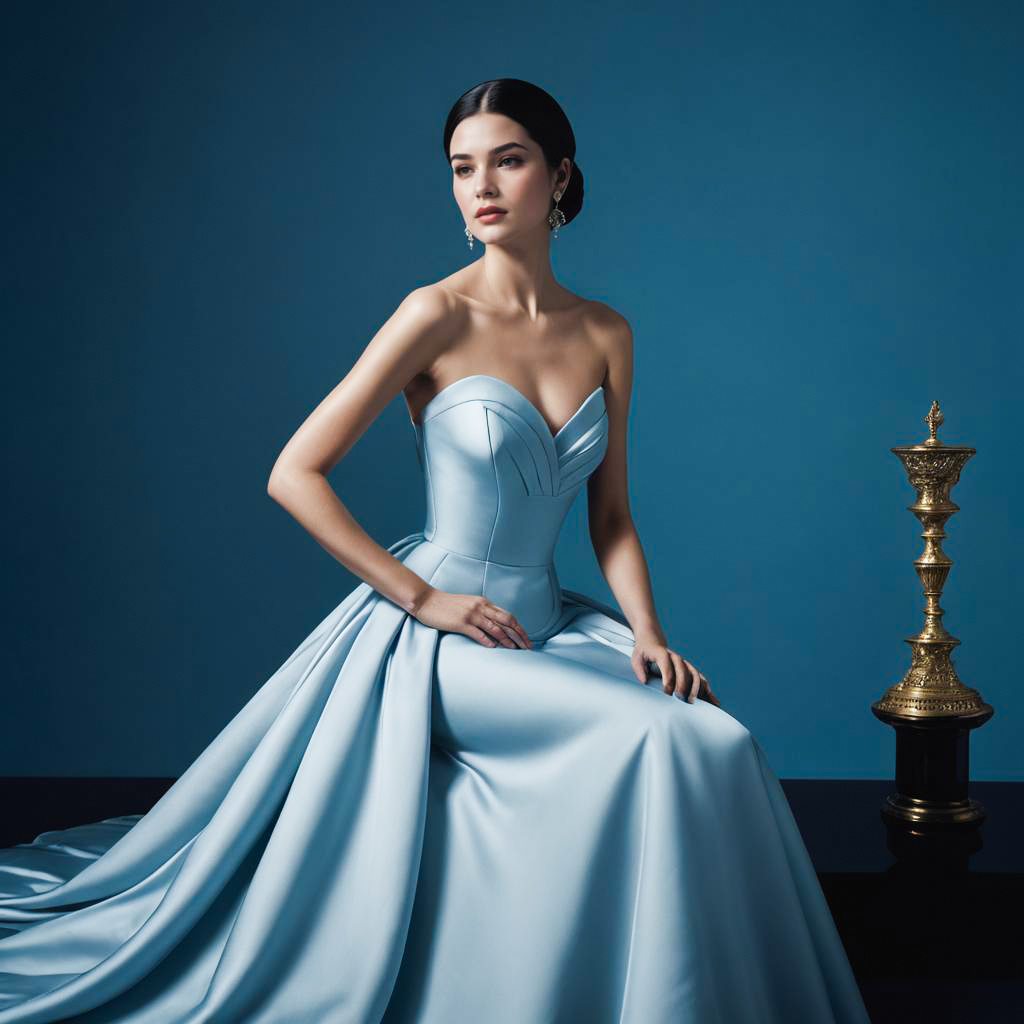 Elegant Aristocratic Woman in Arctic Blue