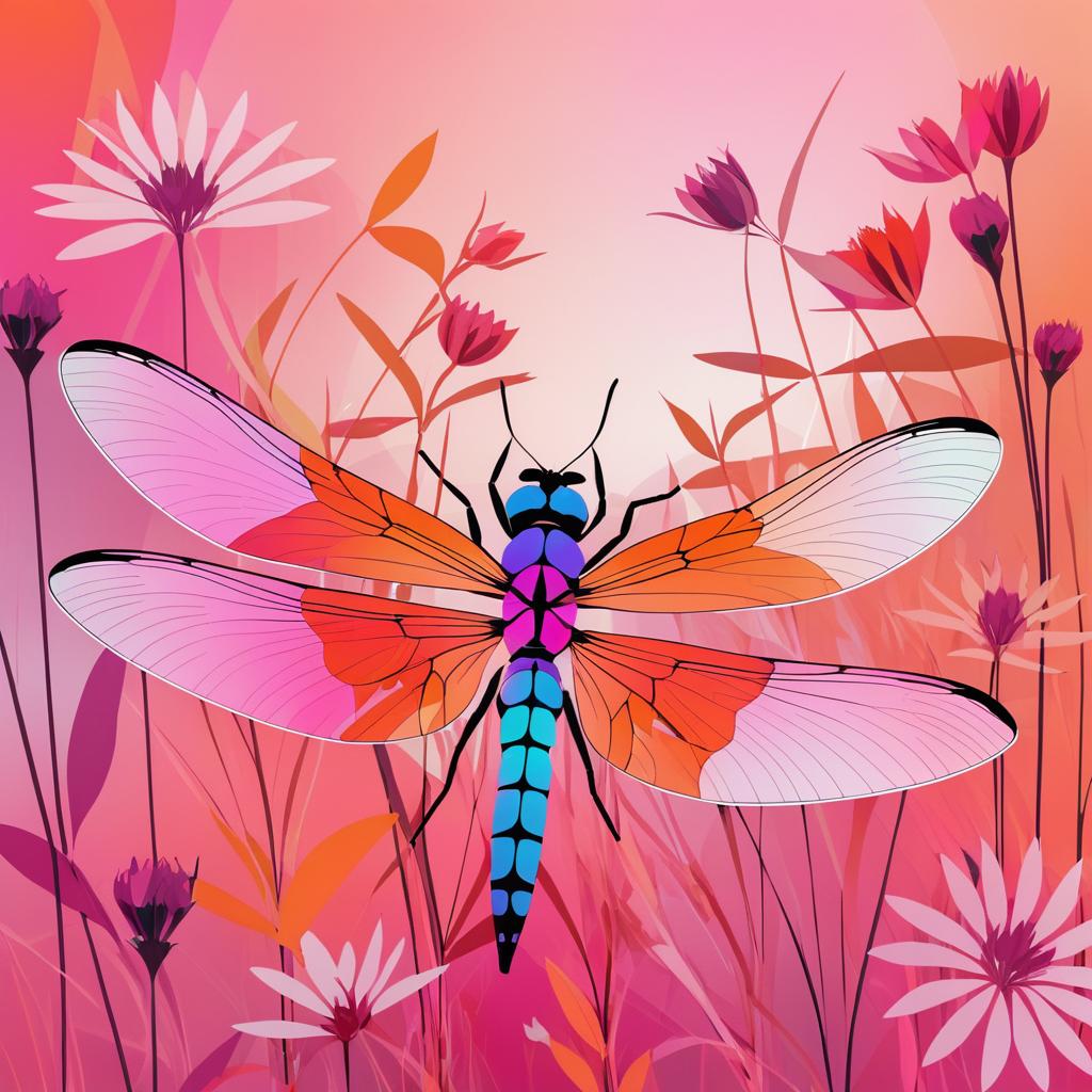 Abstract Floral Dragonfly Design