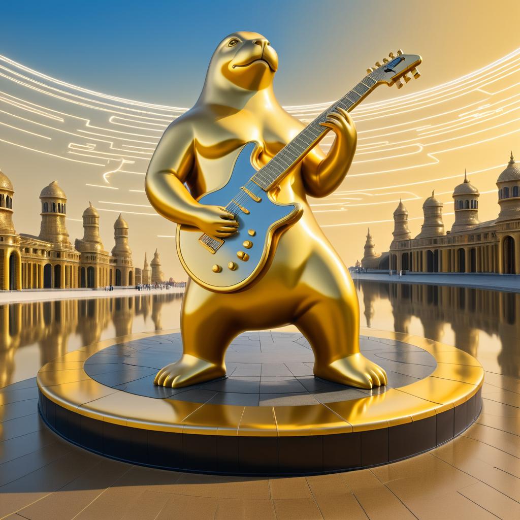 Giant Seal Statue with Electric Guitar