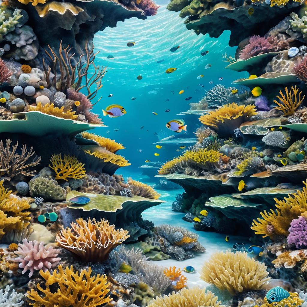 Surreal Coastal Scene with Hidden Sea Life