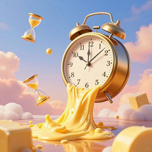 Surreal Clock Melting Into Butter