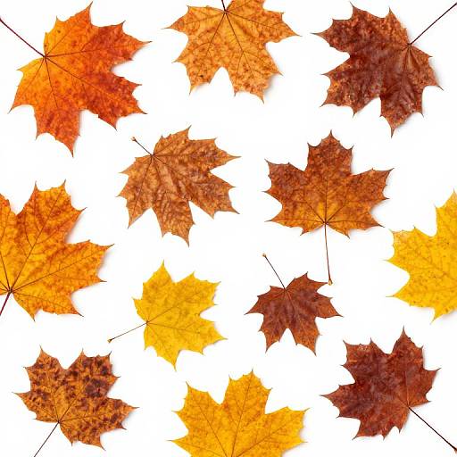 Vibrant Autumn Leaves on White