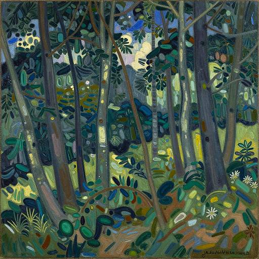 Fauvist Beautiful Forest Landscape