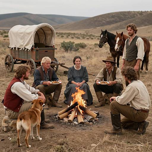 19th Century Campfire Gathering in Nature
