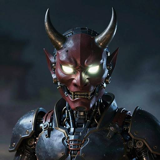 Futuristic Oni Mask with Robotics