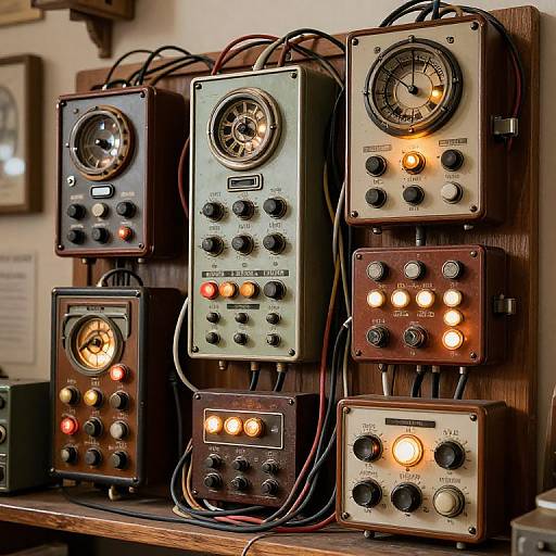 Vintage 1950s Switchboard with Lights