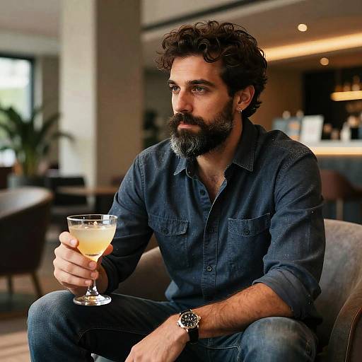 Stylish Man in Modern Hotel Lobby