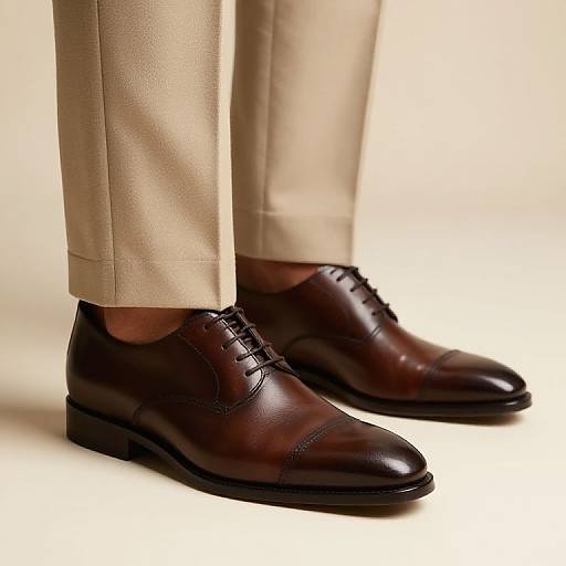 Beige Suit and Brown Shoes Close-Up