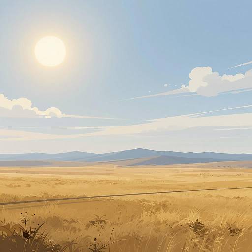 Golden Savannah Under Bright Midday Sun