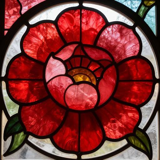 Glowing Stained Glass Peony Window