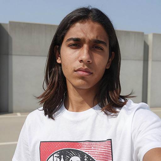 Young man selfie outdoors in urban setting
