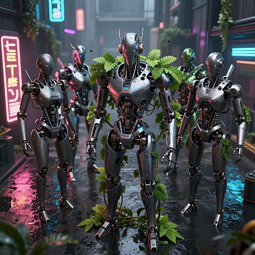 Cyberpunk Robotic Organic Plant Hybrids