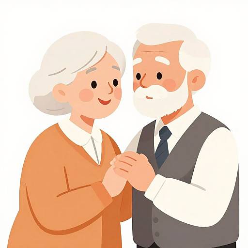 Old Couple Holding Hands Vector