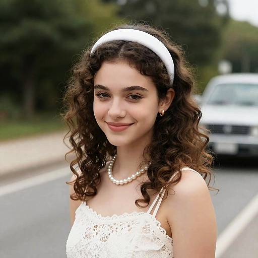 Charming Young Woman on a Scenic Roadside