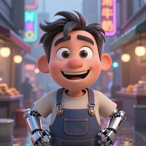 3D Cyberpunk Street-Food Vendor Character