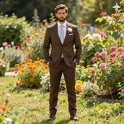 Stylish Little Groom in Vibrant Garden