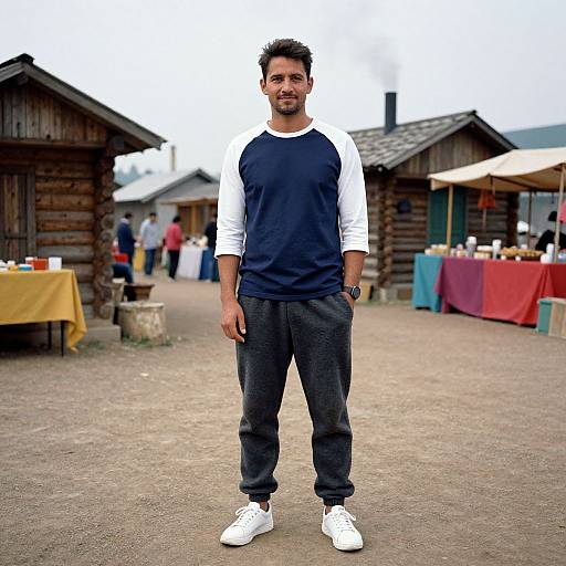Casual Man at Vibrant Rustic Market