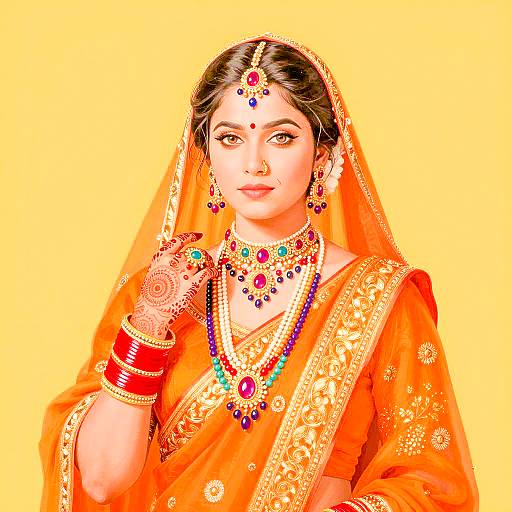 Vibrant South Asian Woman in Saree