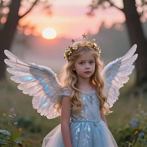 Enchanted Angelic Girl at Sunrise