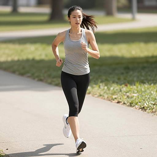 Fit Woman Jogging in Athletic Wear