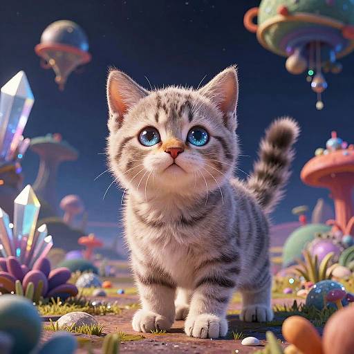 Alien Kitten on Surreal Planet