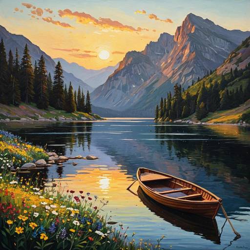 Serene Mountain Lake at Sunset Serene Mountain Lake at Sunset