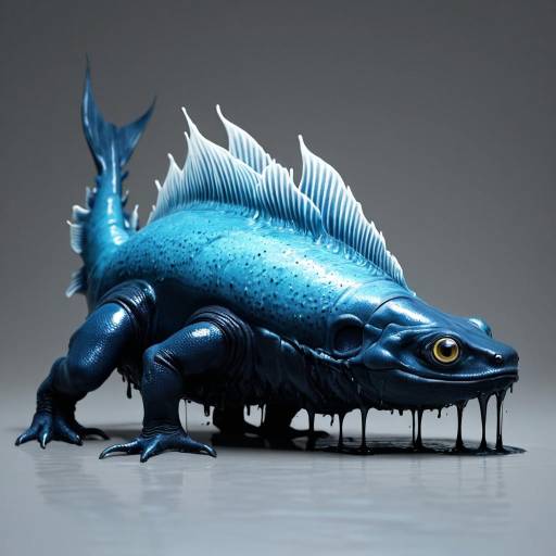 Fearsome Aquatic Beast with Melting Tendrils