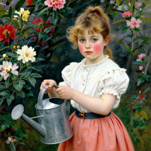 Renoir-Inspired Girl with Watering Can